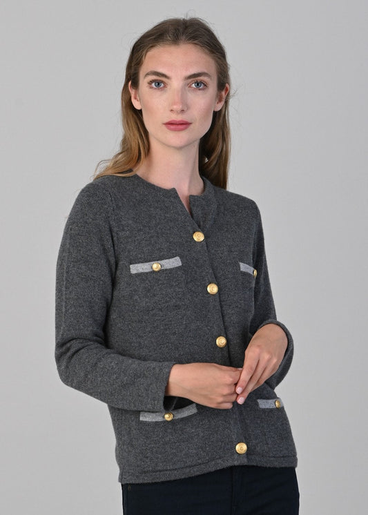Evie Cashmere Jacket - Derby Grey and Brume - 2
