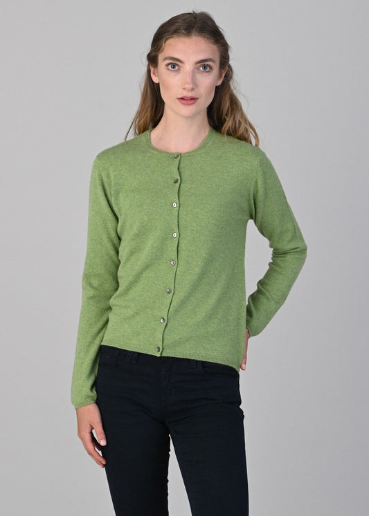 Millie Cashmere High Button Cardigan - Foliage - 2