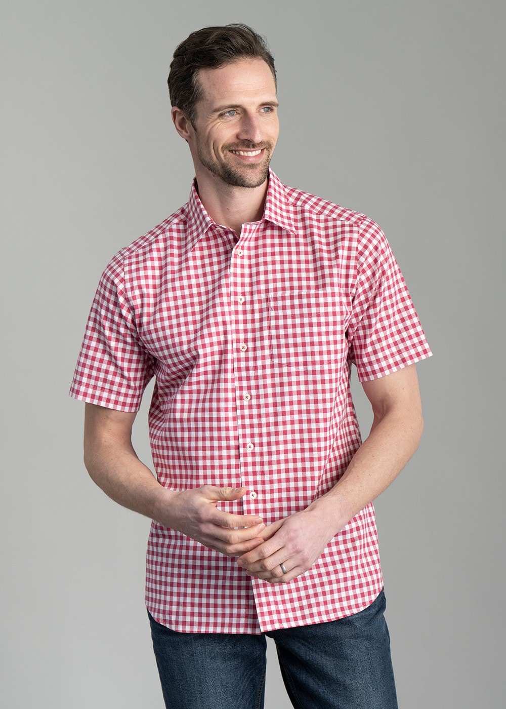 Jasper Short Sleeve Oxford Shirt - Ruby - 2