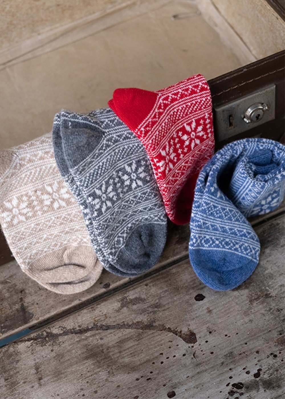 Fairisle Cashmere Socks - Flannel - 2