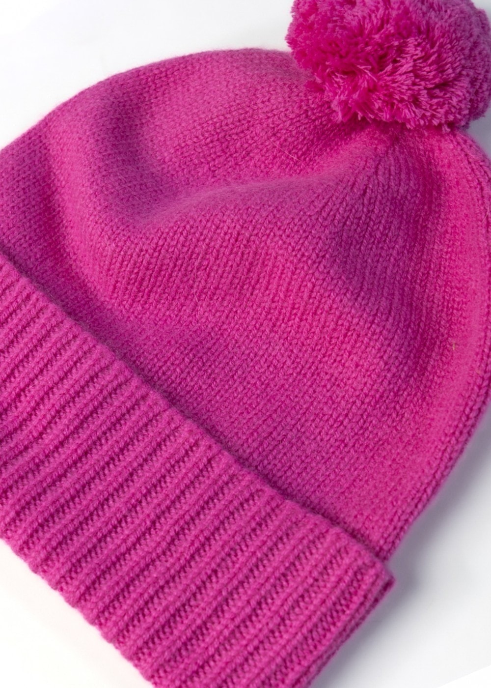 Briar Cashmere Pom Pom Beanie - Neon Rose - 2
