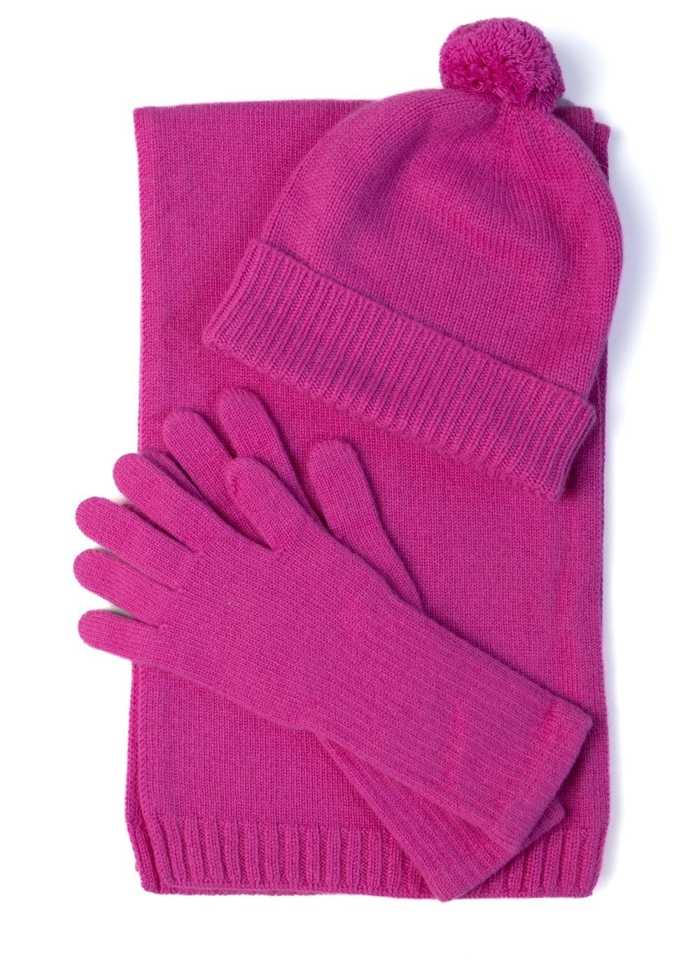 Briar Cashmere Pom Pom Beanie - Neon Rose - 3